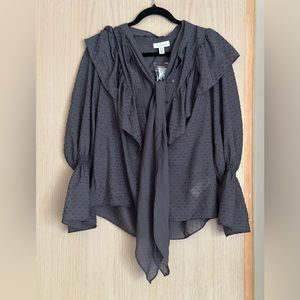Topshop Grey Tie Neck Blouse.
